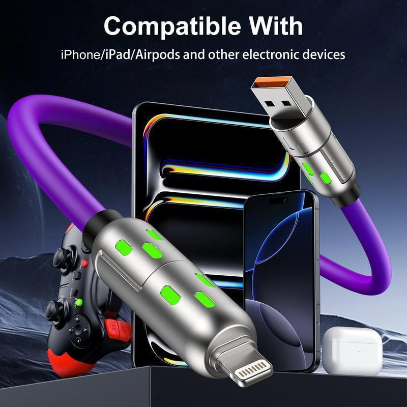 【Freeship-New】4 in 1 Multi-Function USB Charging Cable - MAX 240W Fast Charging/Charger Cable, Data Transfer with USB a + Type C, for Iphone Ipad, Samsung Galaxy Macbook Ipad Tablet, Smartphone Cellphone Device Durable Lightning Electronic