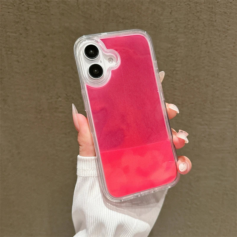 Floating Luminous Quicksand Phone Case for Iphone 14 15 16 Pro Max 13 Cover Dark Glow Gloss Liquid Glitter Shell Hard Coque Girl