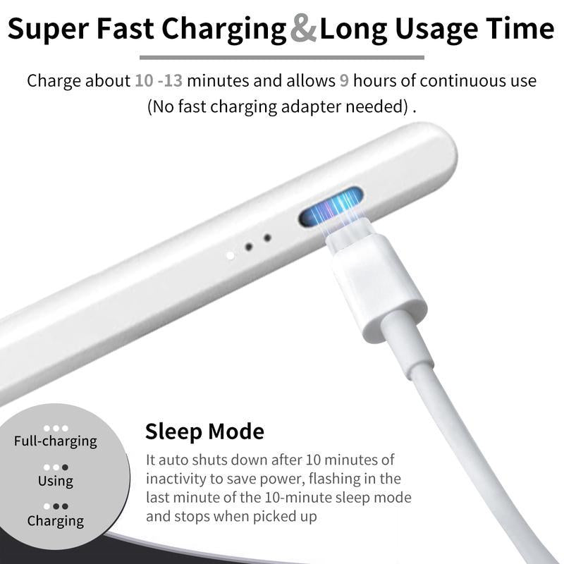 Stylus Pen for Ipad,Fast Charge,With Palm Rejection Tilt Sensitivity, Active Touch Screen Pencil Compatible with Ipad 6/7/8/9/10,Pro12.9&11",Air3/4/5,Mini5/6