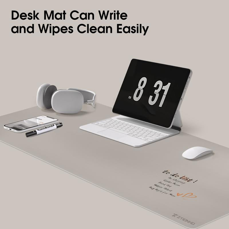 Stain-Resistant Morandi Dual-Color Reversible Eco Silicone & PU Leather Desk Mat – 31.5"×15.7" Waterproof X-Large Mouse Pad for Office, Study & Home Desktop Protect