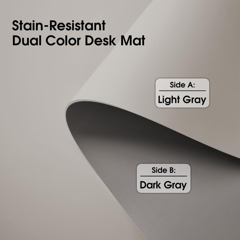 Stain-Resistant Morandi Dual-Color Reversible Eco Silicone & PU Leather Desk Mat – 31.5"×15.7" Waterproof X-Large Mouse Pad for Office, Study & Home Desktop Protect