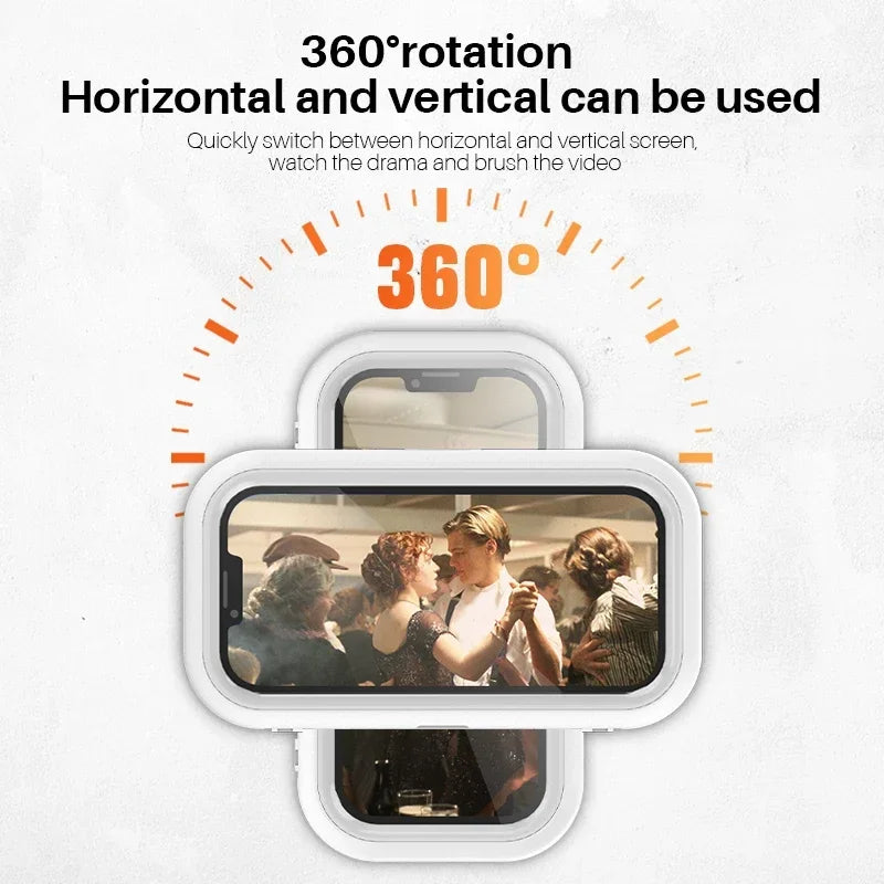 Cell Phone Holder Adjustable Sticky Wall Mount Waterproof Box Shower Bathroom Phone Stand TV Catch up Use All Smartphones