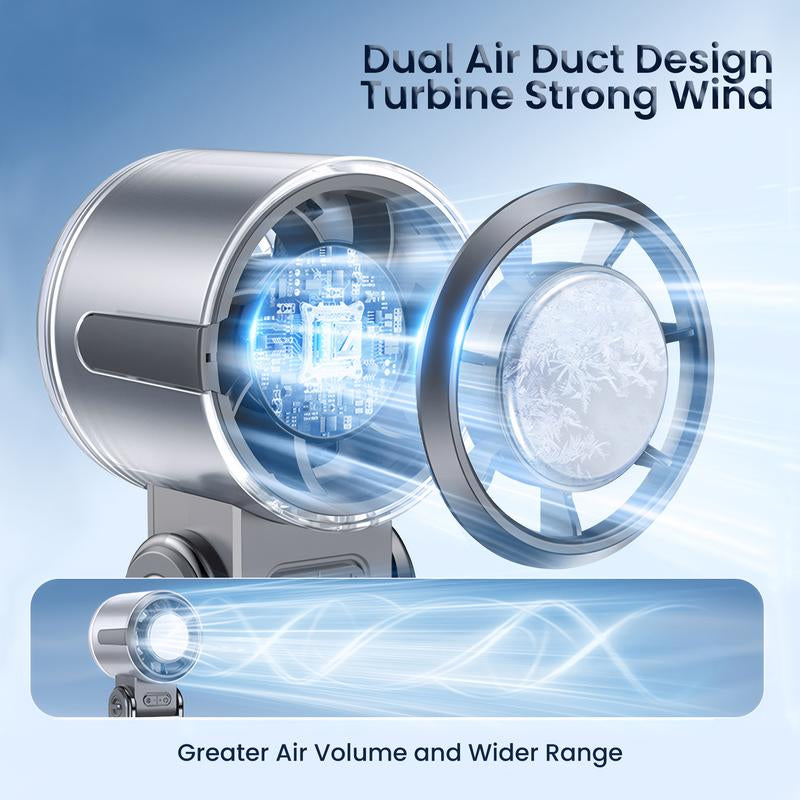 3 in 1 Portable with Ice Cooler, High Speed Handheld , USB Rechargeable Mini with 12H Max Time, Battery Powered Small Foldable Pocket for Travel, Summer, Grey/Purple/White Personal Cooling Fan Mode Temperature