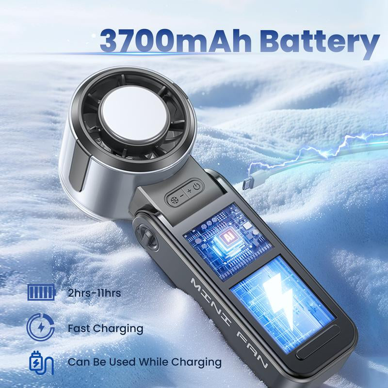 3 in 1 Portable with Ice Cooler, High Speed Handheld , USB Rechargeable Mini with 12H Max Time, Battery Powered Small Foldable Pocket for Travel, Summer, Grey/Purple/White Personal Cooling Fan Mode Temperature