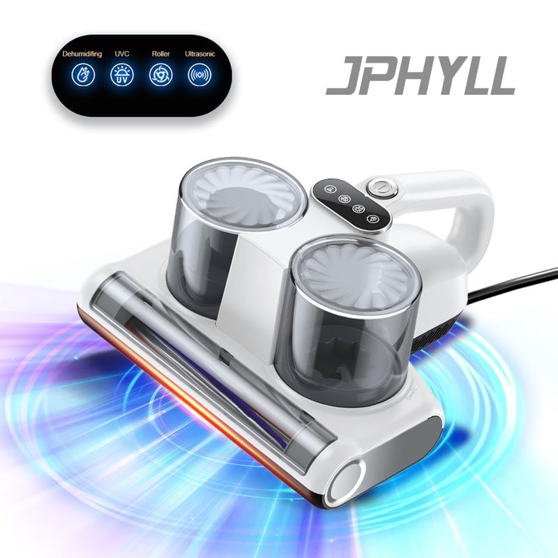 JPHYLL Mattress Mite Remover Vacuum Cleaner - 6 in 1 Lightweight Handheld with LED Display, 16Kpa Strong Suction, 380W Powerful Brushless Motor, UV-C Light, Suitable for Pet Hair and Carpets