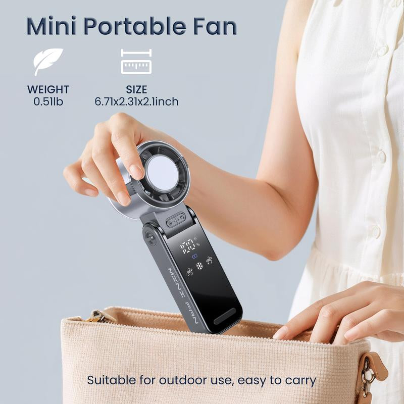 3 in 1 Portable with Ice Cooler, High Speed Handheld , USB Rechargeable Mini with 12H Max Time, Battery Powered Small Foldable Pocket for Travel, Summer, Grey/Purple/White Personal Cooling Fan Mode Temperature