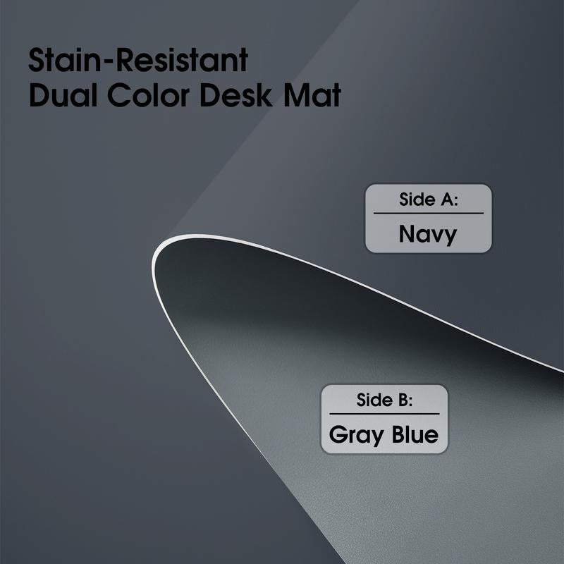 Stain-Resistant Morandi Dual-Color Reversible Eco Silicone & PU Leather Desk Mat – 31.5"×15.7" Waterproof X-Large Mouse Pad for Office, Study & Home Desktop Protect