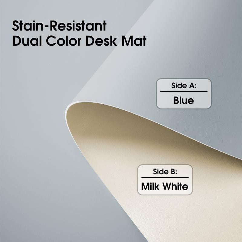 Stain-Resistant Morandi Dual-Color Reversible Eco Silicone & PU Leather Desk Mat – 31.5"×15.7" Waterproof X-Large Mouse Pad for Office, Study & Home Desktop Protect
