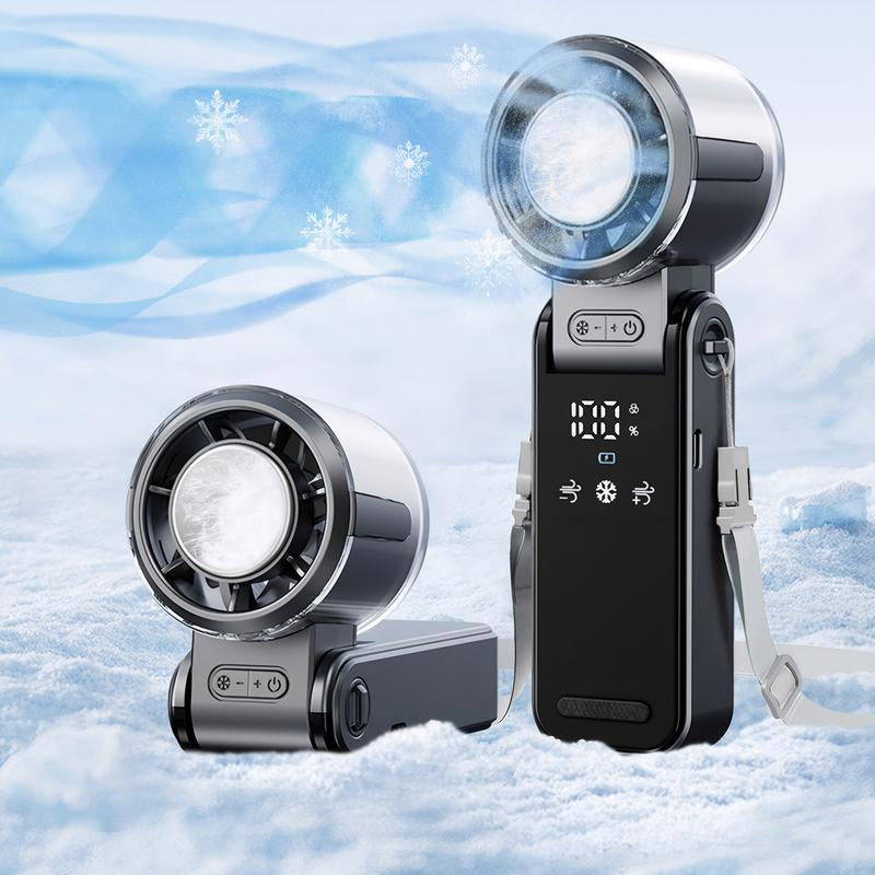 3 in 1 Portable with Ice Cooler, High Speed Handheld , USB Rechargeable Mini with 12H Max Time, Battery Powered Small Foldable Pocket for Travel, Summer, Grey/Purple/White Personal Cooling Fan Mode Temperature