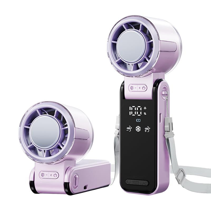 3 in 1 Portable with Ice Cooler, High Speed Handheld , USB Rechargeable Mini with 12H Max Time, Battery Powered Small Foldable Pocket for Travel, Summer, Grey/Purple/White Personal Cooling Fan Mode Temperature