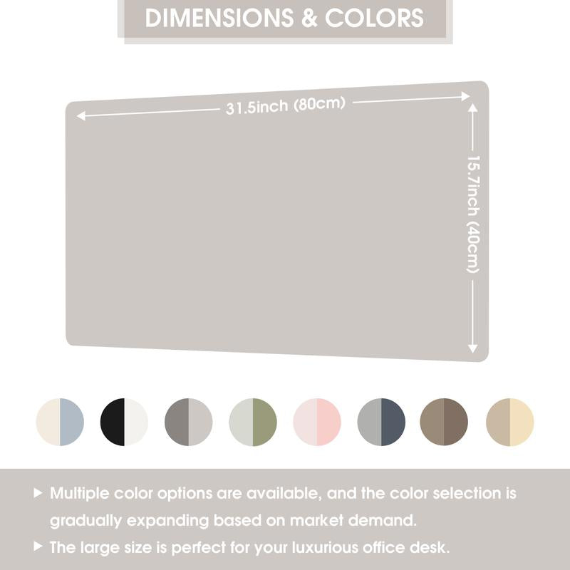 Stain-Resistant Morandi Dual-Color Reversible Eco Silicone & PU Leather Desk Mat – 31.5"×15.7" Waterproof X-Large Mouse Pad for Office, Study & Home Desktop Protect
