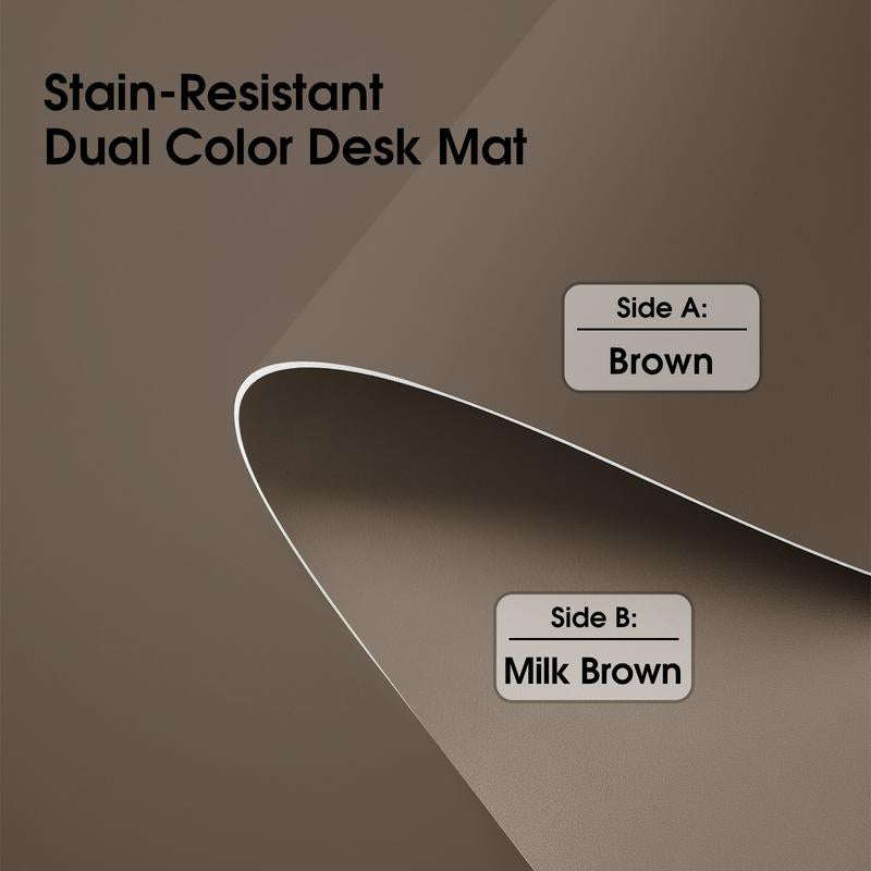 Stain-Resistant Morandi Dual-Color Reversible Eco Silicone & PU Leather Desk Mat – 31.5"×15.7" Waterproof X-Large Mouse Pad for Office, Study & Home Desktop Protect