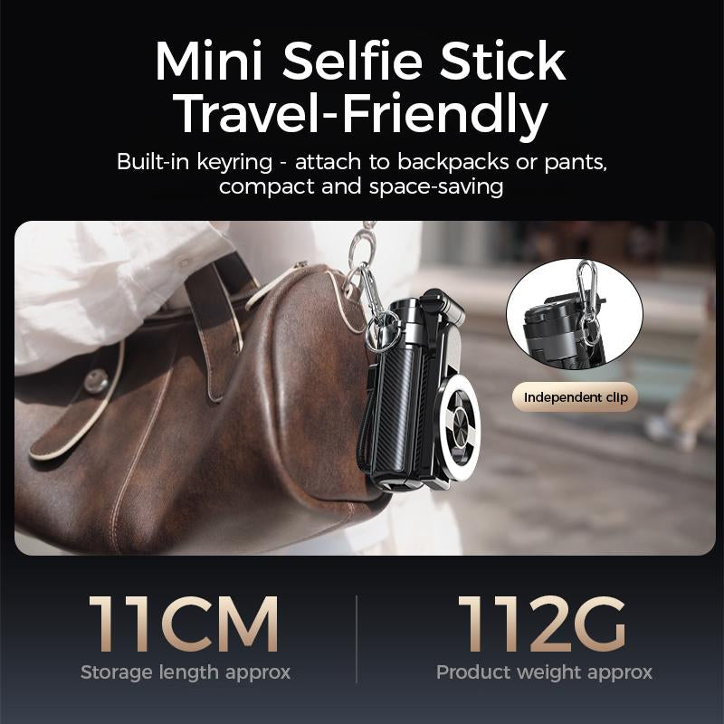 2025 New 4-In-1 Multifunctional Magnetic Mini Selfie Stick with 360 ° Rotation Compact Stylish Wireless Bt Control Magnetic Phone Holder for Selfies Video Recording Vlogging Compatible with Most Phones - Stabilizer Camera,Maxinum Extend to 16 Inches