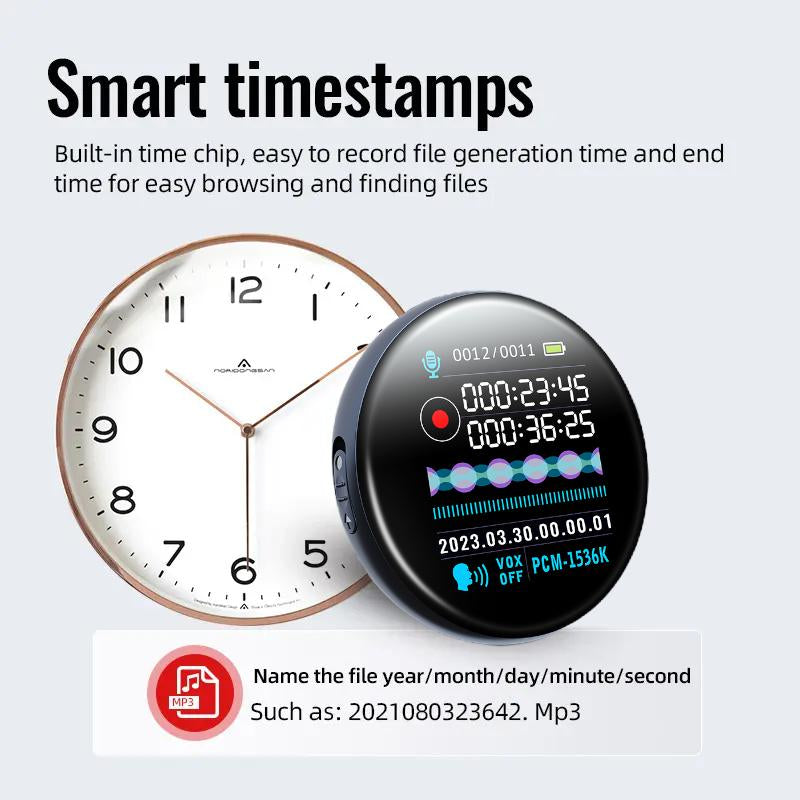 Smart Voice Recorder - One-Touch Recording,Hd Noise Reduction,Long Battery,Large Storage