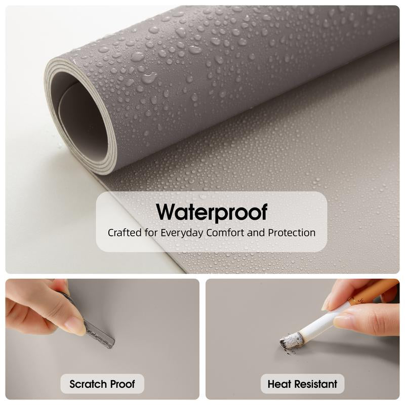 Stain-Resistant Morandi Dual-Color Reversible Eco Silicone & PU Leather Desk Mat – 31.5"×15.7" Waterproof X-Large Mouse Pad for Office, Study & Home Desktop Protect