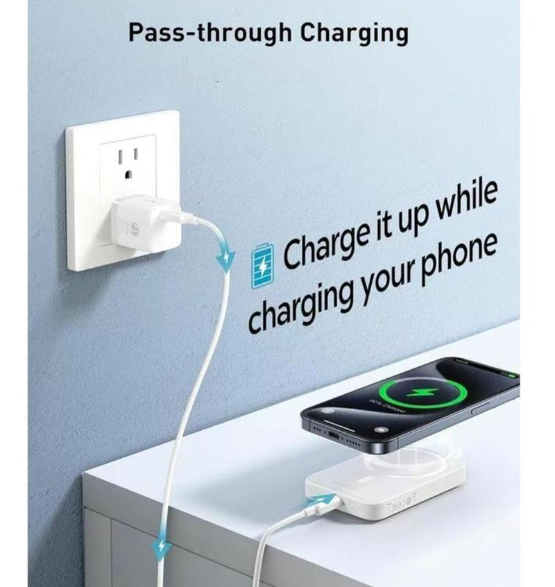 10000Mah 2 In1 Wireless Charger Magnetic Power Bankbattery Pack for Iphone 16/15/14/13/12/11/Xr/X, Wirelesscharging Compact Portable Mobile Phone Power Bank