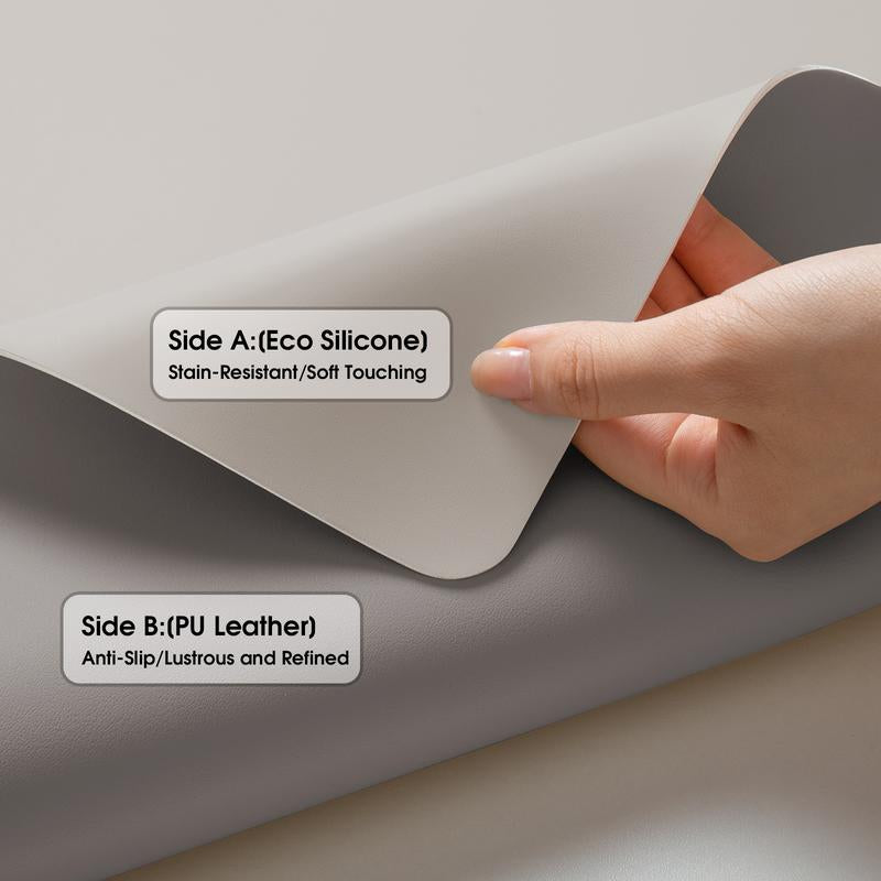 Stain-Resistant Morandi Dual-Color Reversible Eco Silicone & PU Leather Desk Mat – 31.5"×15.7" Waterproof X-Large Mouse Pad for Office, Study & Home Desktop Protect