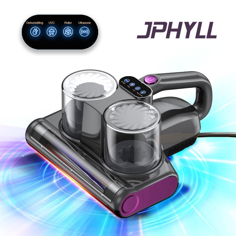 JPHYLL Mattress Mite Remover Vacuum Cleaner - 6 in 1 Lightweight Handheld with LED Display, 16Kpa Strong Suction, 380W Powerful Brushless Motor, UV-C Light, Suitable for Pet Hair and Carpets