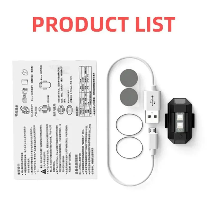 Universal LED Strobe Lights Motorcycle anti Collision Warning Light USB Charging 7Colors Drone Flash Turn Signal Indicator