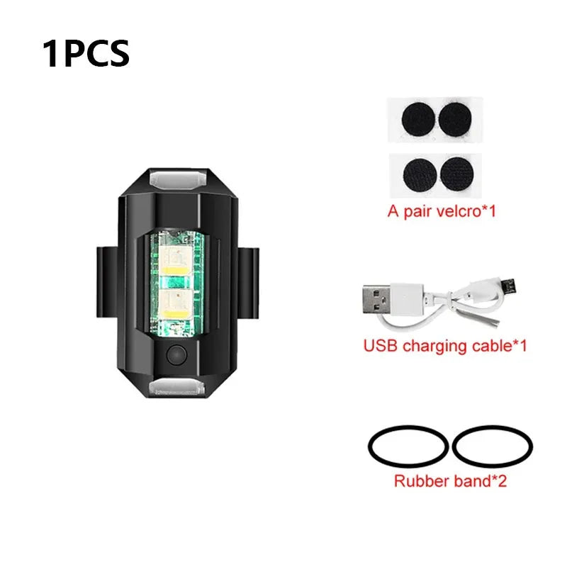 Universal LED Strobe Lights Motorcycle anti Collision Warning Light USB Charging 7Colors Drone Flash Turn Signal Indicator