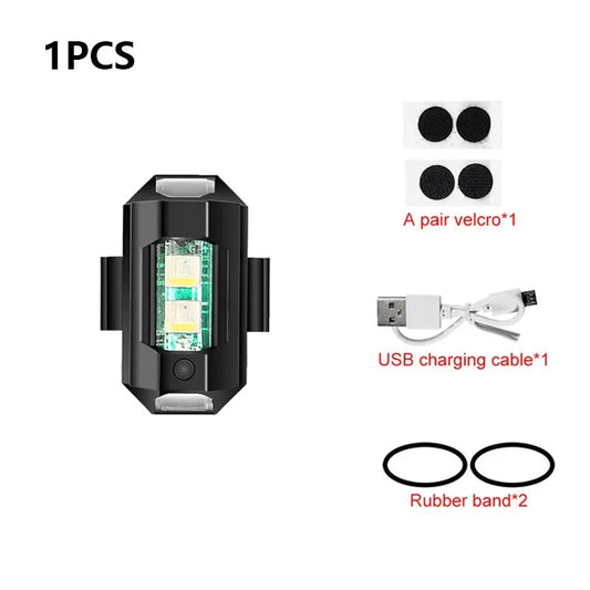 Universal LED Strobe Lights Motorcycle anti Collision Warning Light USB Charging 7Colors Drone Flash Turn Signal Indicator