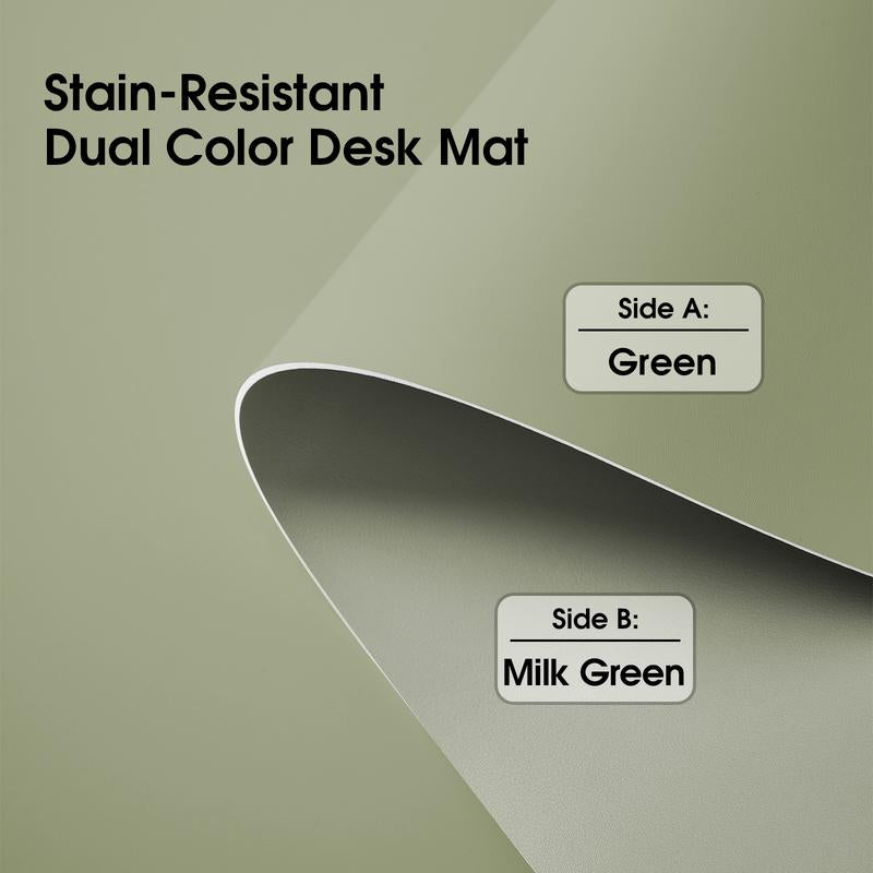 Stain-Resistant Morandi Dual-Color Reversible Eco Silicone & PU Leather Desk Mat – 31.5"×15.7" Waterproof X-Large Mouse Pad for Office, Study & Home Desktop Protect